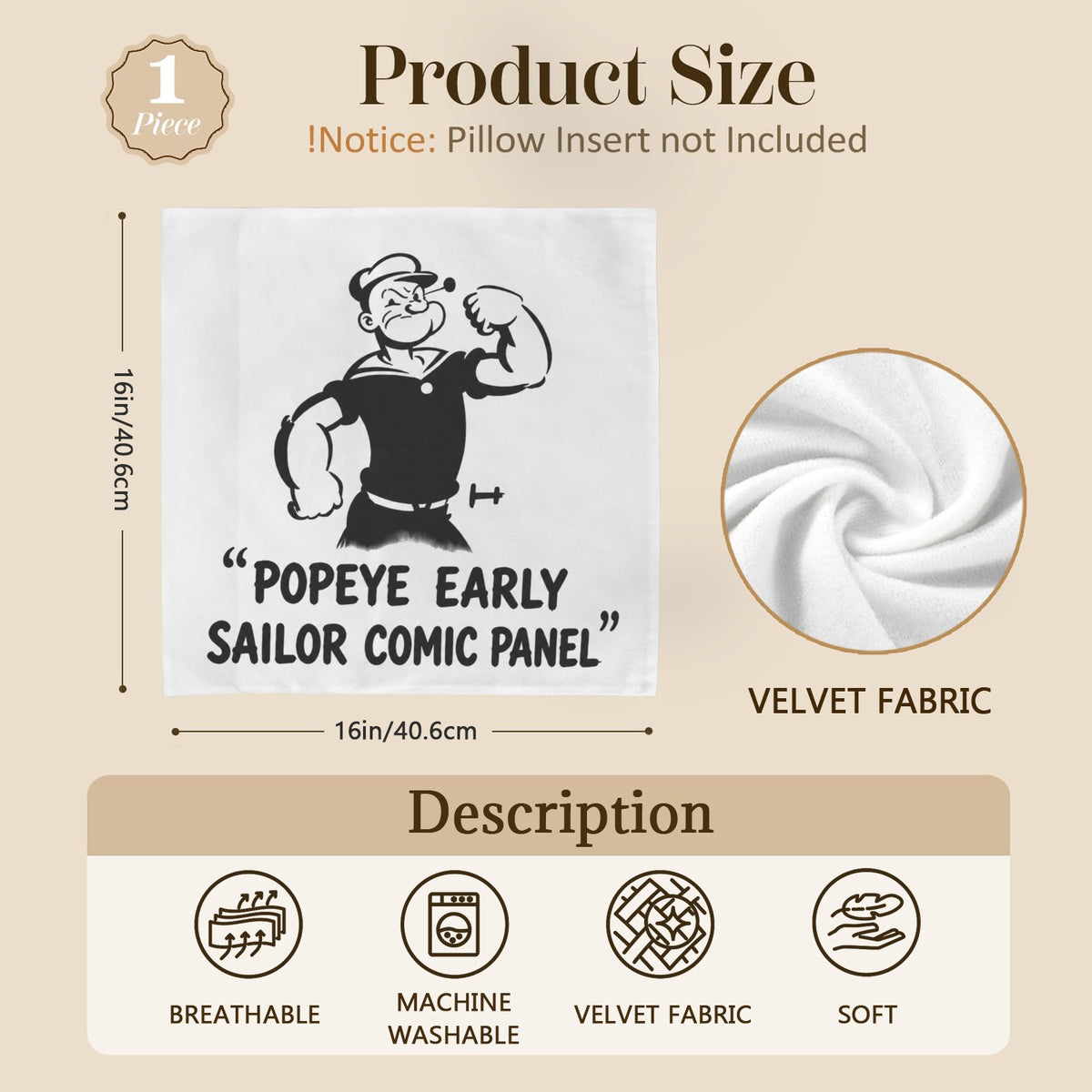 Sailor Ship-Wheel Comic 16 x 16 in Envelope Pillow Case