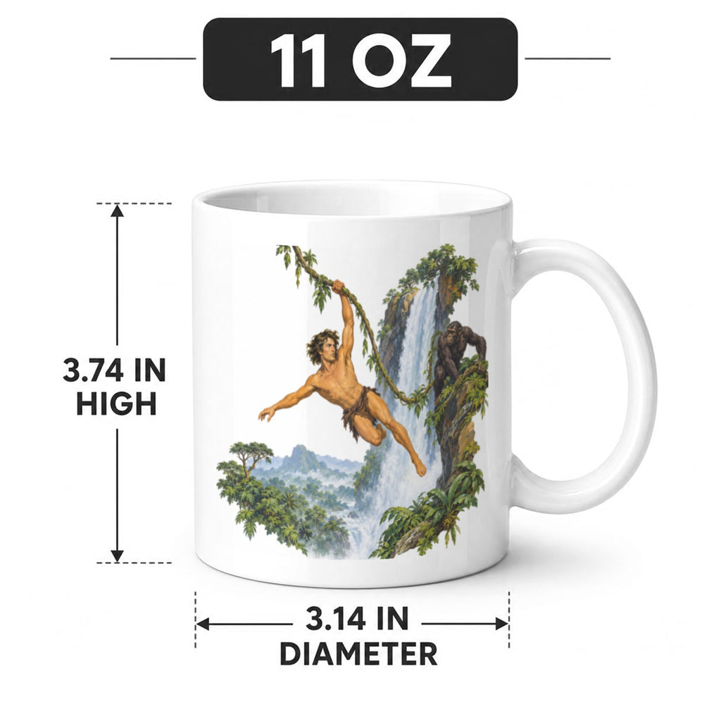 Tarzan Waterfall Swing 11 oz White Ceramic Mug