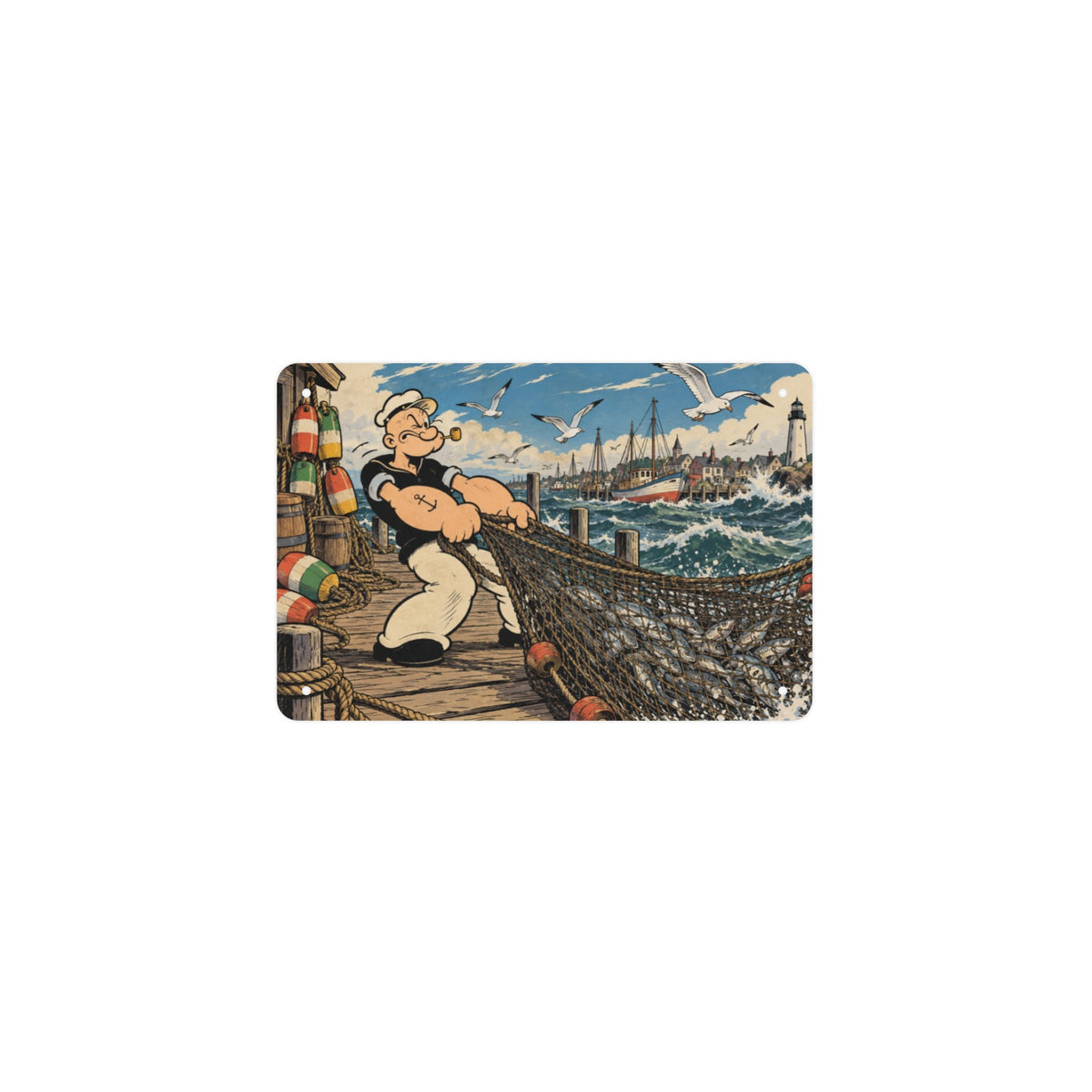 Harbor Net Popeye 12 x 8 in Metal Tin Sign