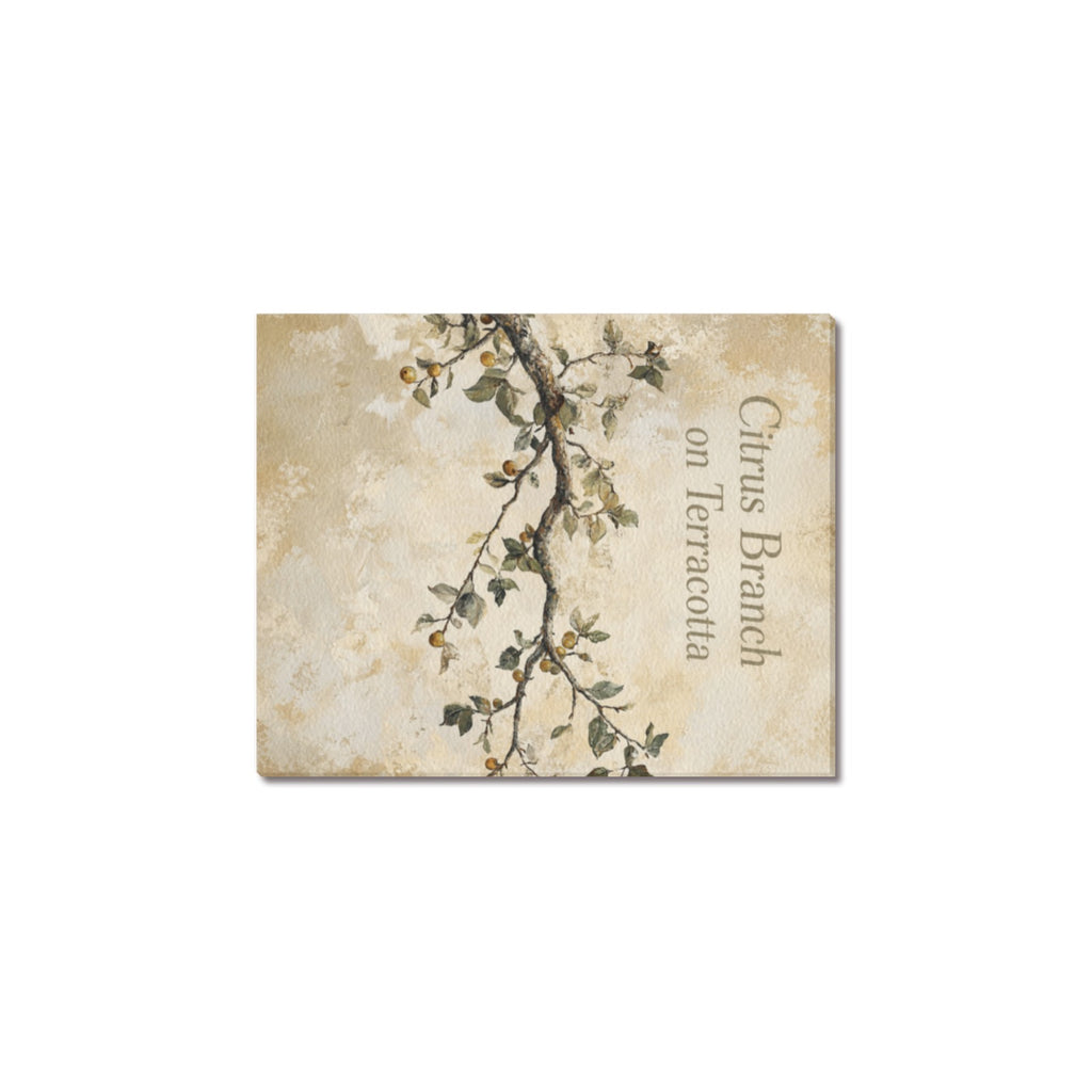 Citrus Branch on Terracotta Frame Canvas Print 8"x10"