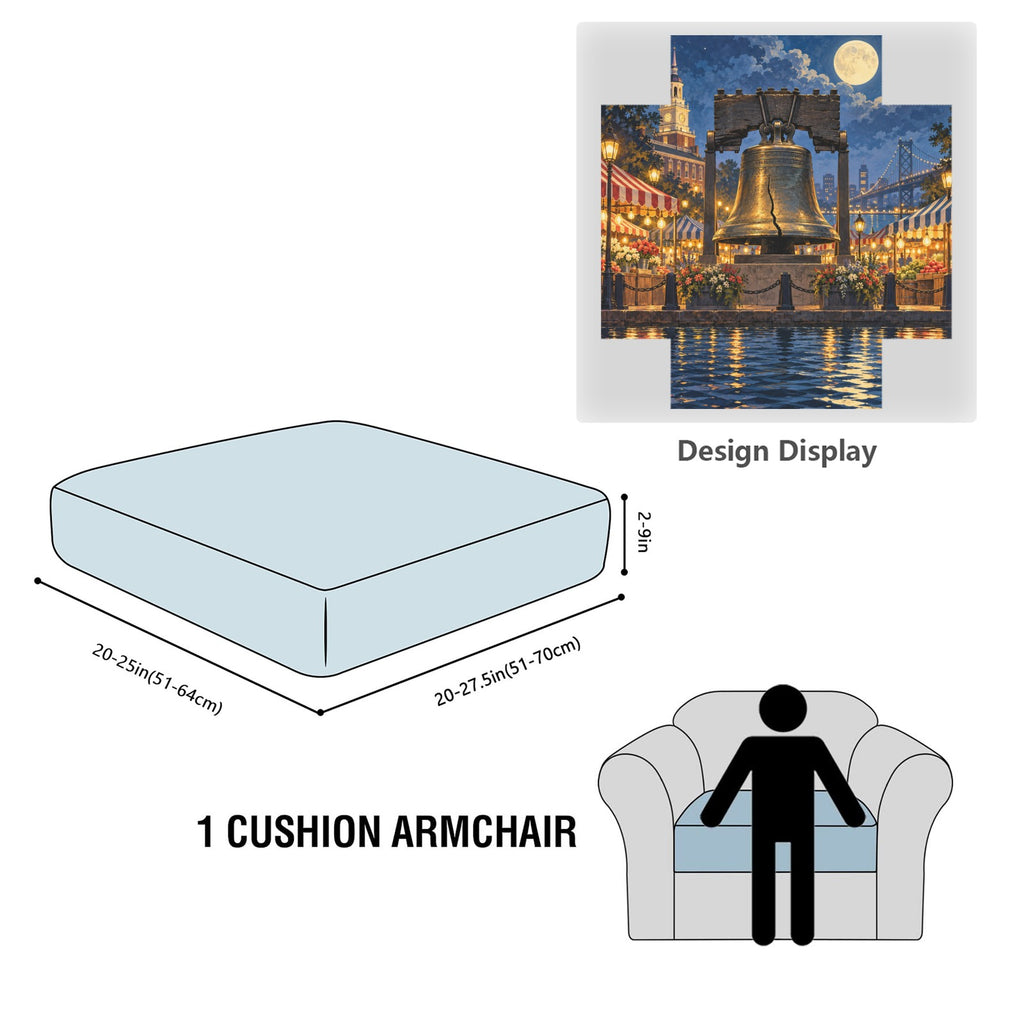 Liberty Bell Night Market Striped 25 x 27.5 x 8 in Sofa Cushion Cover