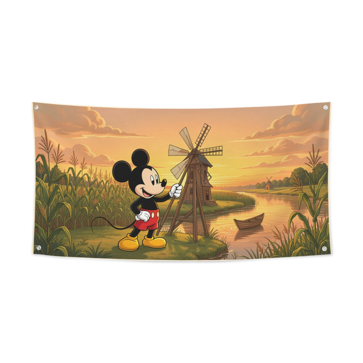 Mickey 1928 Riverside Cornfield Windmill 47 x 24 in Festival Banner