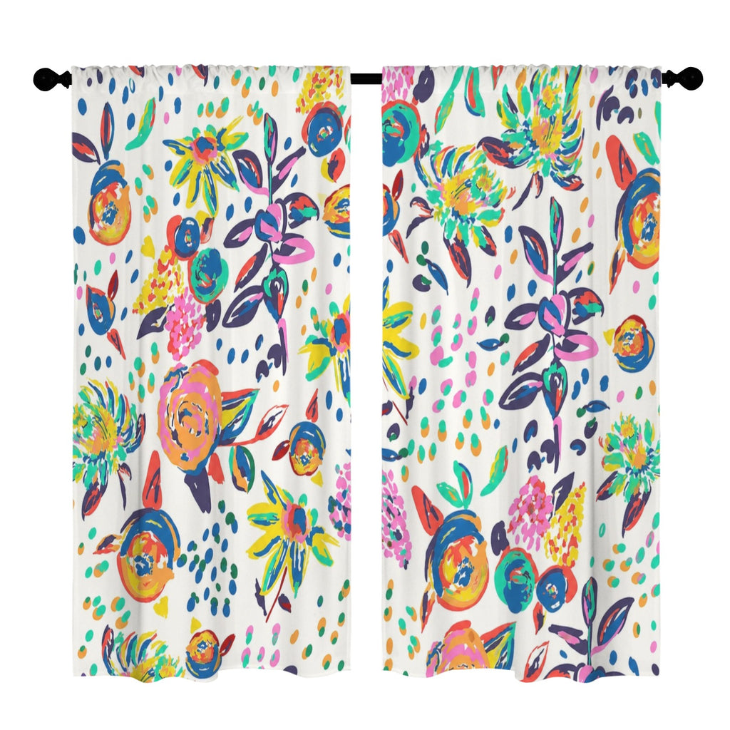 Maximalist Garden Blooms 52 x 84 in Window Curtain Set