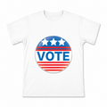Men's Star and Stripe Vote Badge Graphic T-Shirt on a white T-shirt.