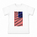 Men's Waving American Flag Graphic T-Shirt on a white T-shirt.