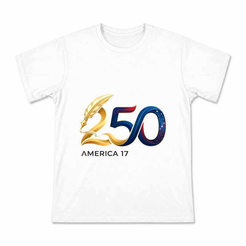 Men's America 250 Quill Graphic T-Shirt on a white T-shirt.