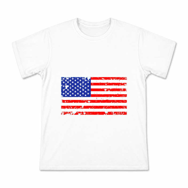 Men's American Flag Graphic T-Shirt on a white T-shirt.