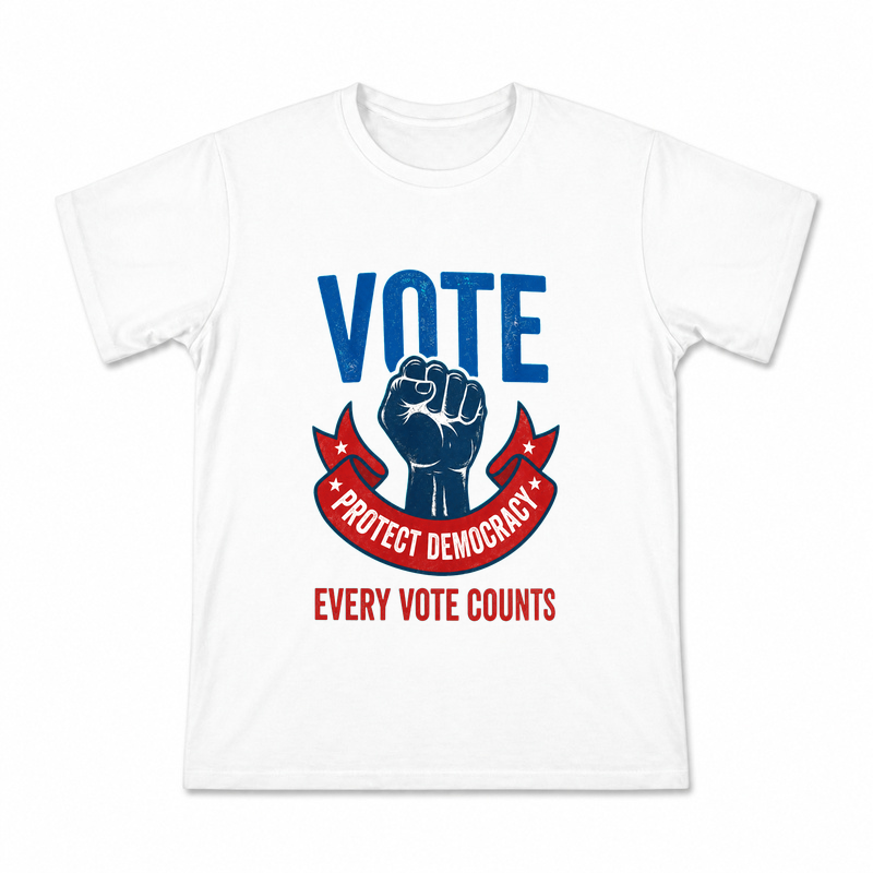 Men's Protect Democracy Graphic T-Shirt on a white T-shirt.