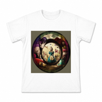 Alice Looking Glass Scene Men's Graphic T-Shirt on a white T-shirt.