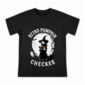 Retro Pumpkin Checker Men's Graphic T-Shirt on a black T-shirt.