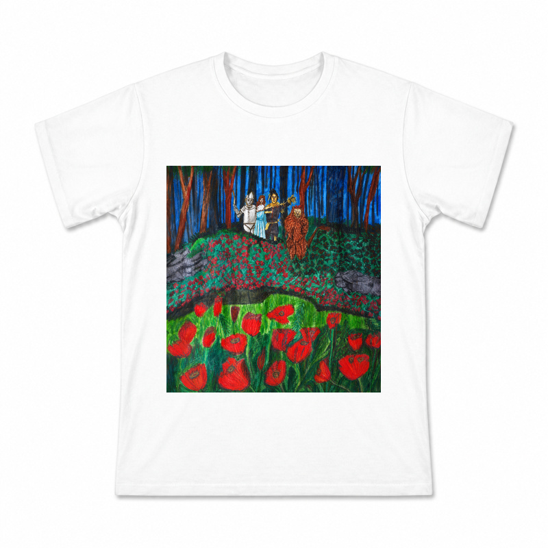 Oz Poppy Field Forest Men's Graphic T-Shirt on a white T-shirt.