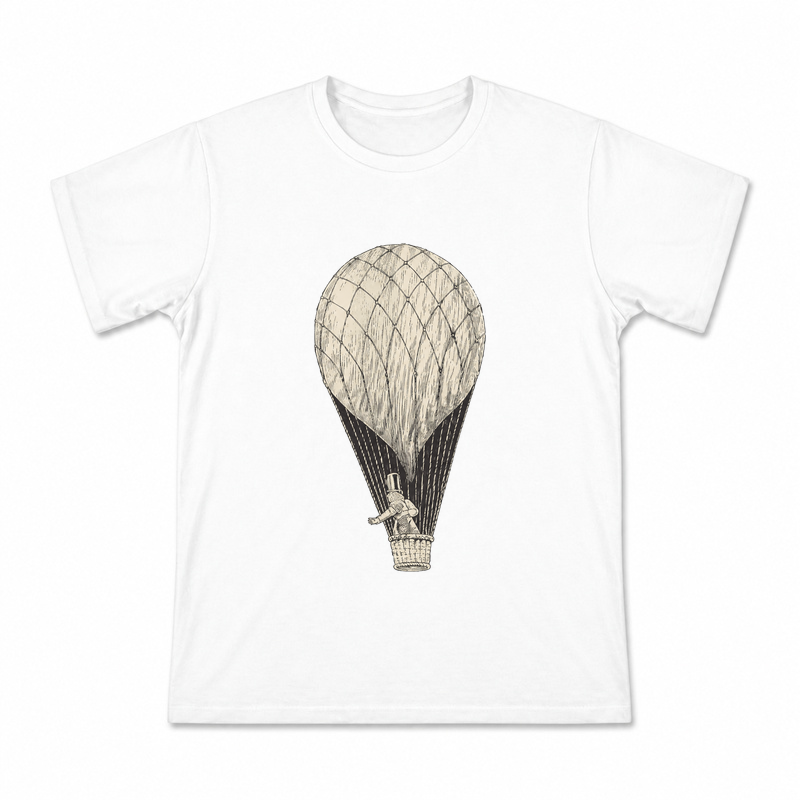 Oz Balloon Over the Plains Men's Graphic T-Shirt on a white T-shirt.