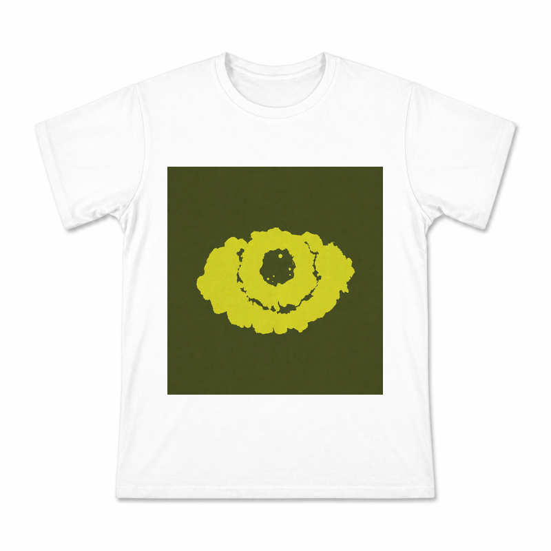Lime Ring Motif on Olive Men's Graphic T-Shirt on a white T-shirt.
