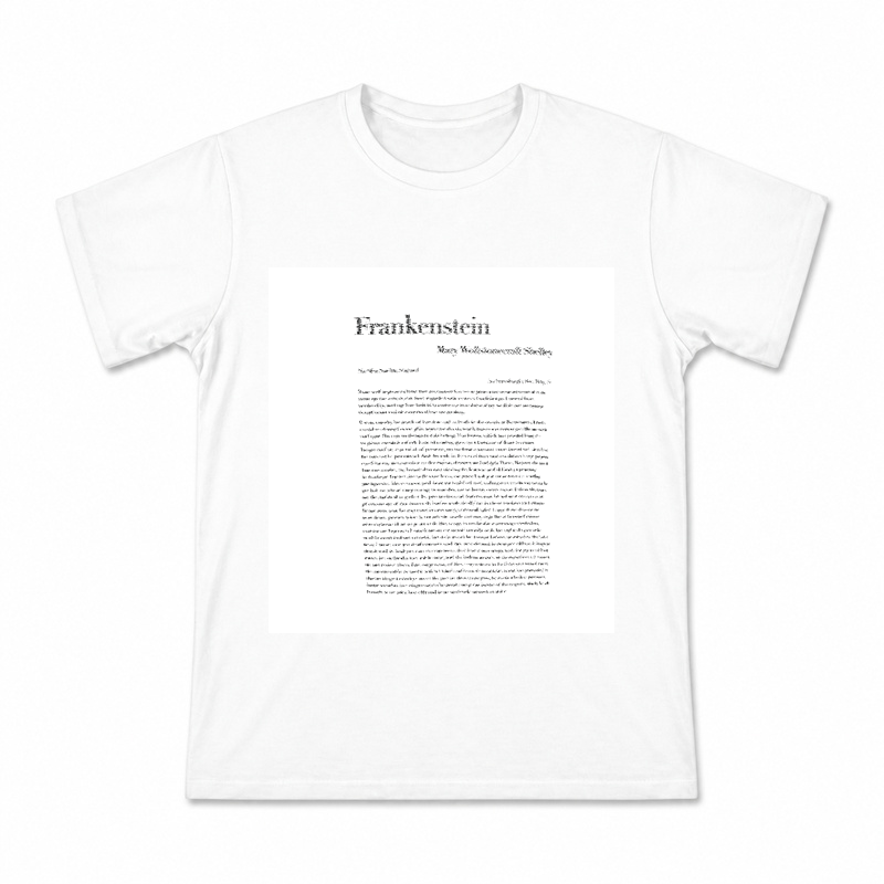 Frankenstein Title Page Men's Graphic T-Shirt on a white T-shirt.
