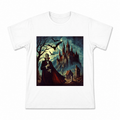 Gothic Castle Night Scene Men's Graphic T-Shirt on a white T-shirt.
