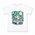 Moonlit Blue Waterside Scene Men's Graphic T-Shirt on a white T-shirt.