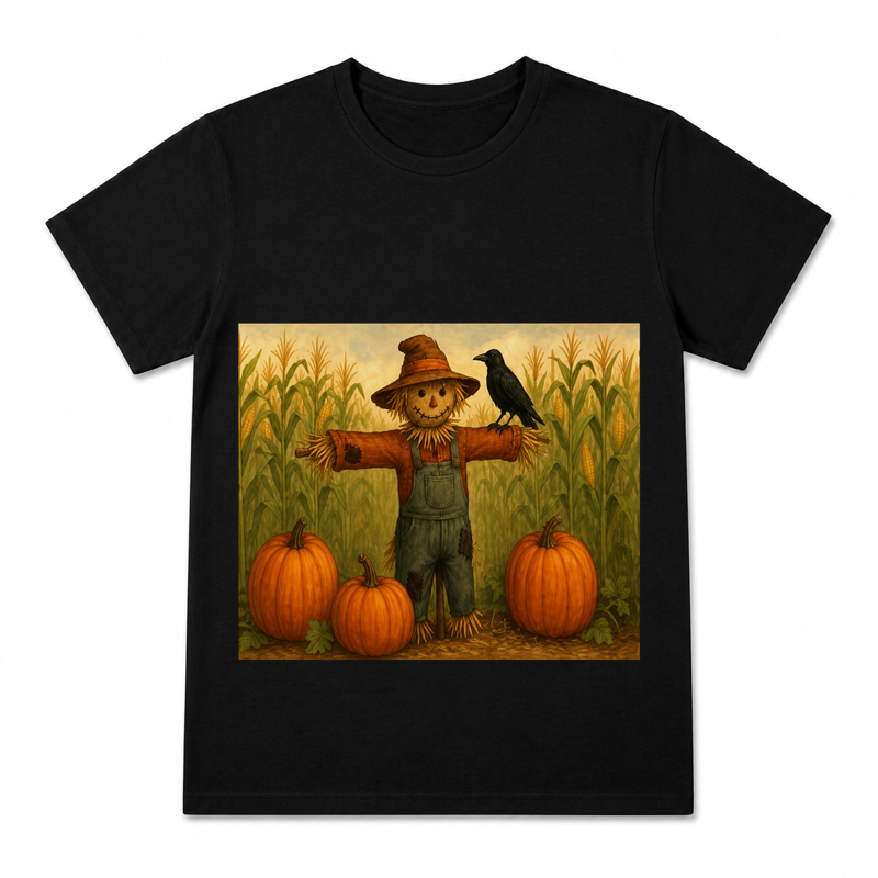 Cornfield Harvest Moon Women's Graphic T-Shirt on a black T-shirt.