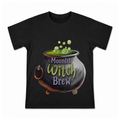 Moonlit Witch Brew Men's Graphic T-Shirt on a black T-shirt.