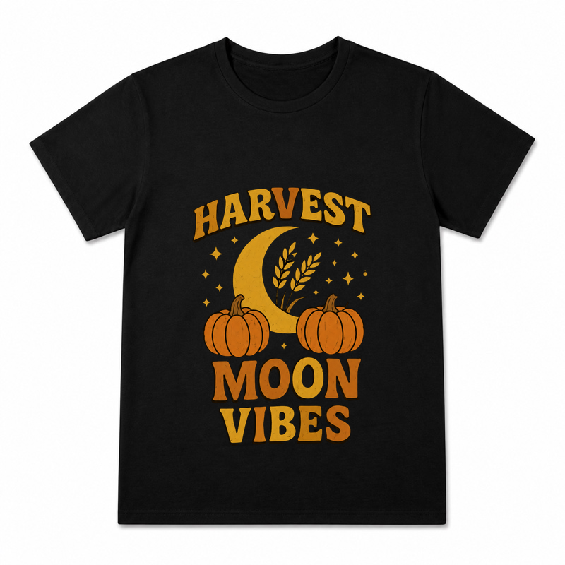 Golden Orchard Hour Women's Graphic T-Shirt on a black T-shirt.