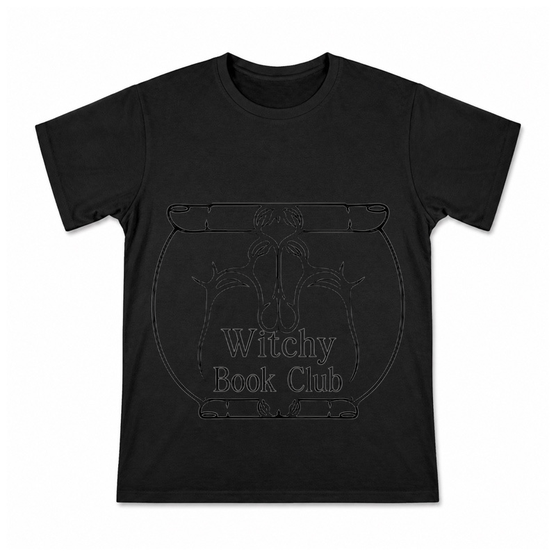 Witchy Book Club Men's Graphic T-Shirt on a black T-shirt.