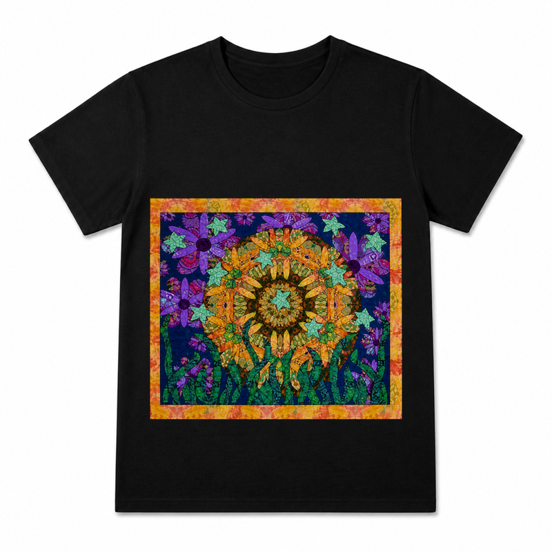 Harvest Moon Moth Women's Graphic T-Shirt on a black T-shirt.