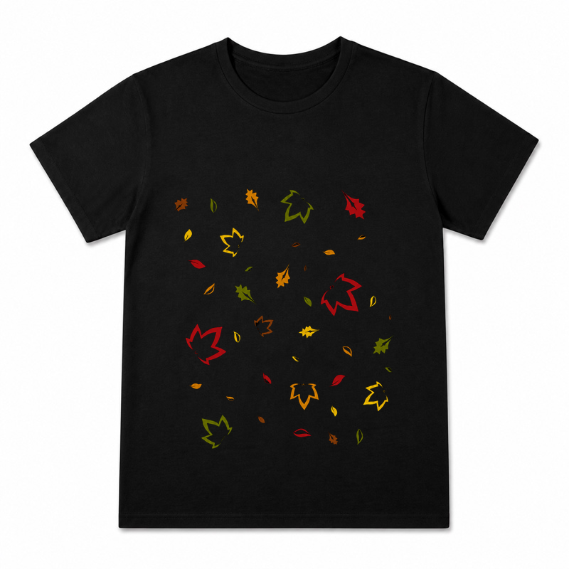 Maple Acorn Scatter Women's Graphic T-Shirt on a black T-shirt.