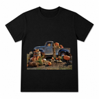 Fall Picnic Check Women's Graphic T-Shirt on a black T-shirt.