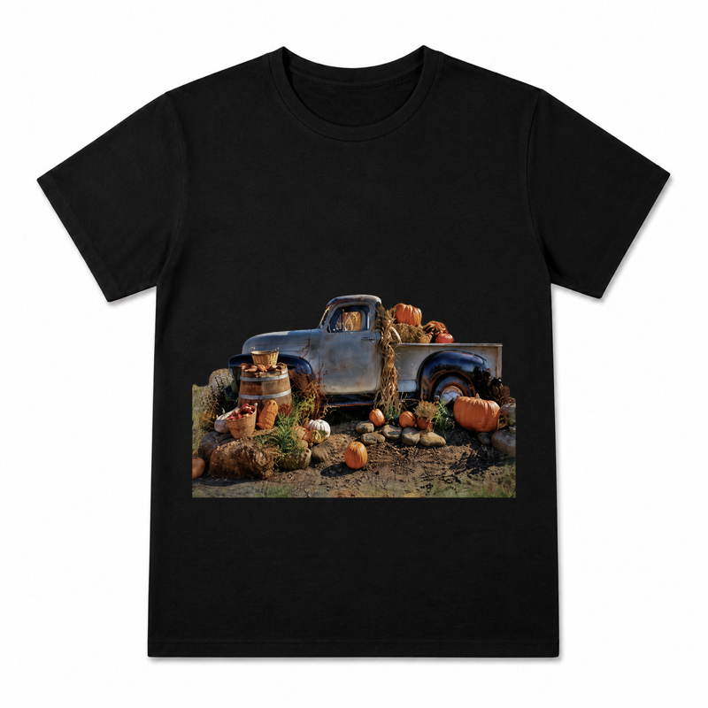 Fall Picnic Check Women's Graphic T-Shirt on a black T-shirt.