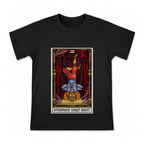 Spiderweb Tarot Night Men's Graphic T-Shirt on a black T-shirt.