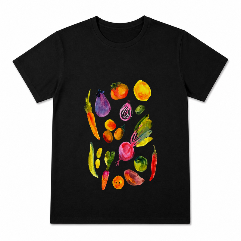 Hello Autumn Cornucopia Women's Graphic T-Shirt on a black T-shirt.