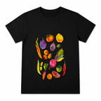 Hello Autumn Cornucopia Women's Graphic T-Shirt on a black T-shirt.