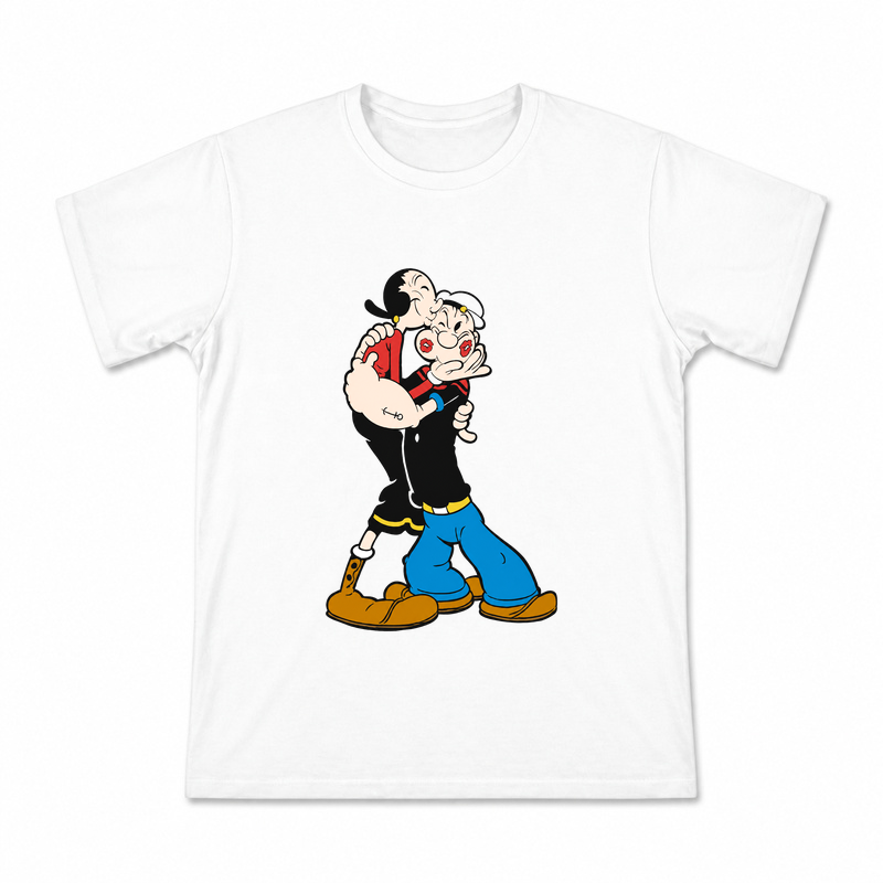 Popeye and Child Illustration Men's Graphic T-Shirt on a white T-shirt.
