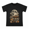 Ghostly Pumpkin Carousel Men's Graphic T-Shirt on a black T-shirt.