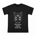 Pumpkin Patch Folk Cat Men's Graphic T-Shirt on a black T-shirt.