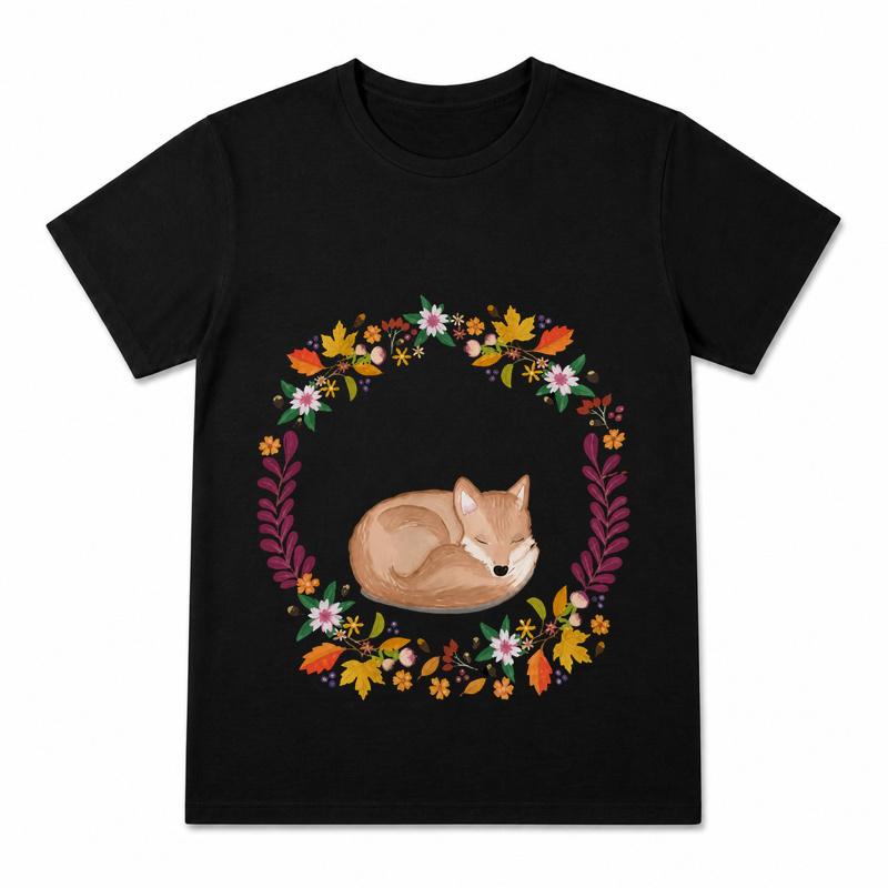 Deer Maple Grove Women's Graphic T-Shirt on a black T-shirt.