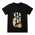 Blackbird on Wheat Women's Graphic T-Shirt on a black T-shirt.