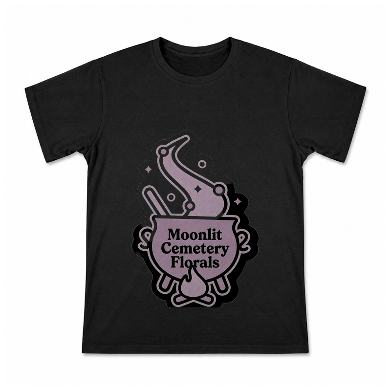Moonlit Cemetery Florals Men's Graphic T-Shirt on a black T-shirt.