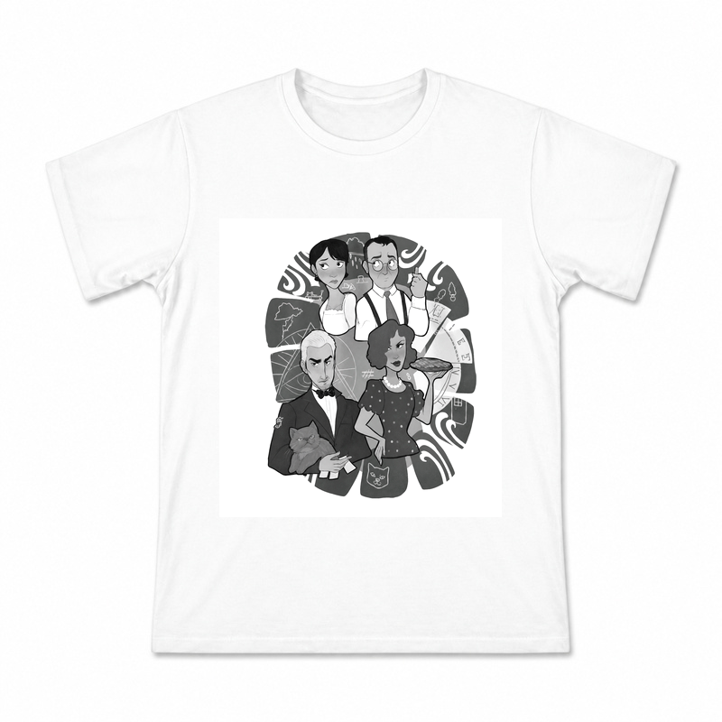 Monochrome Character Circle Men's Graphic T-Shirt on a white T-shirt.