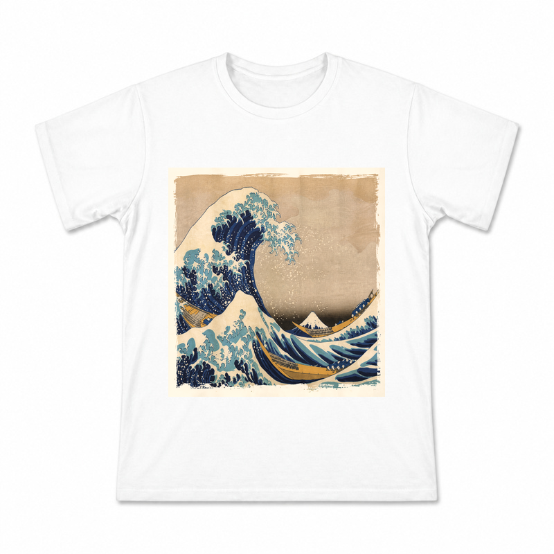 Great Wave Paper Print Men's Graphic T-Shirt on a white T-shirt.