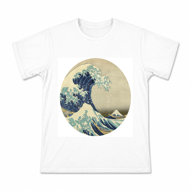 Great Wave Circle Medallion Men's Graphic T-Shirt on a white T-shirt.