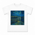 Starry Night River Lights Men's Graphic T-Shirt on a white T-shirt.