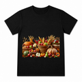 Retro Pumpkin Flower Women's Graphic T-Shirt on a black T-shirt.