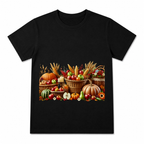 Retro Pumpkin Flower Women's Graphic T-Shirt on a black T-shirt.