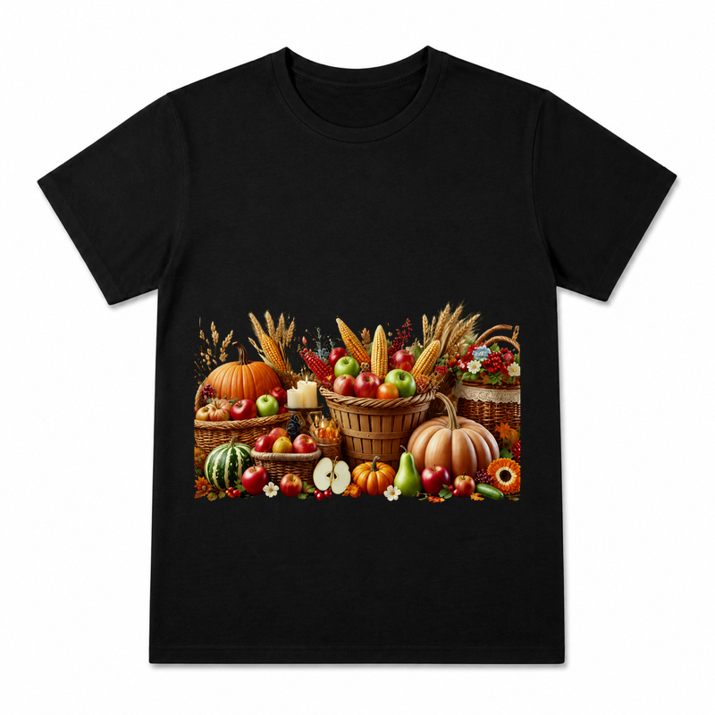Retro Pumpkin Flower Women's Graphic T-Shirt on a black T-shirt.