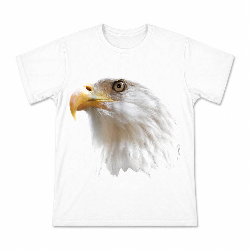 Bald Eagle Close-Up Men's Graphic T-Shirt on a white T-shirt.