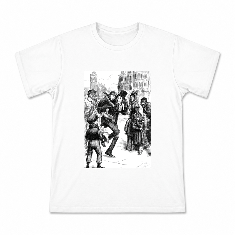 Victorian Street Engraving Men's Graphic T-Shirt on a white T-shirt.