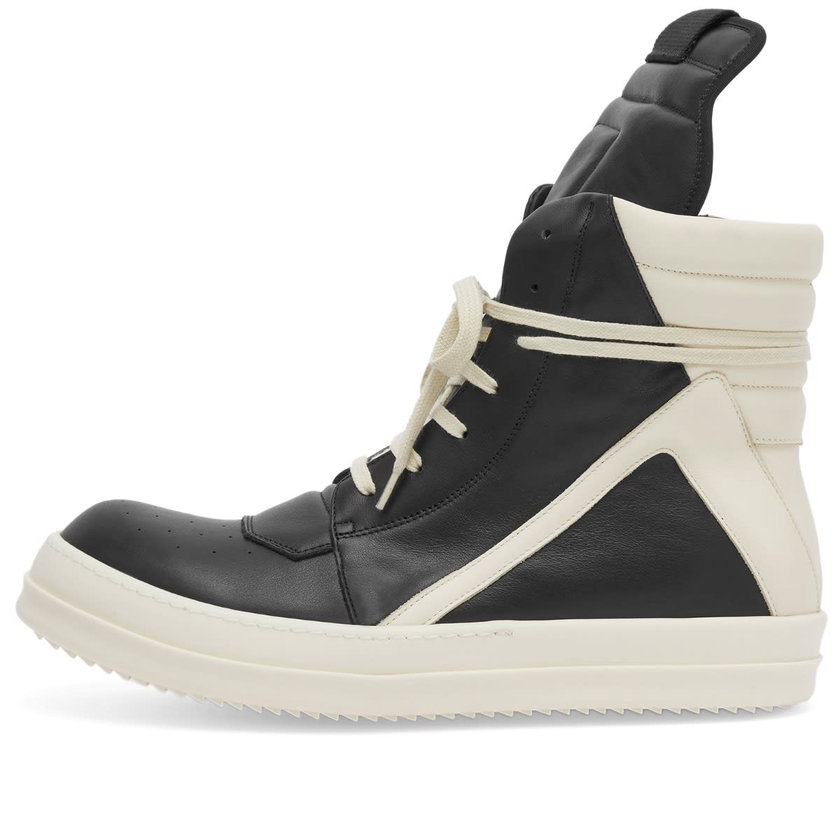 Rick Owens Leather Geobasket Sneakers - Black / Milk, product view 1