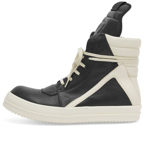 Rick Owens Leather Geobasket Sneakers - Black / Milk, product view 1