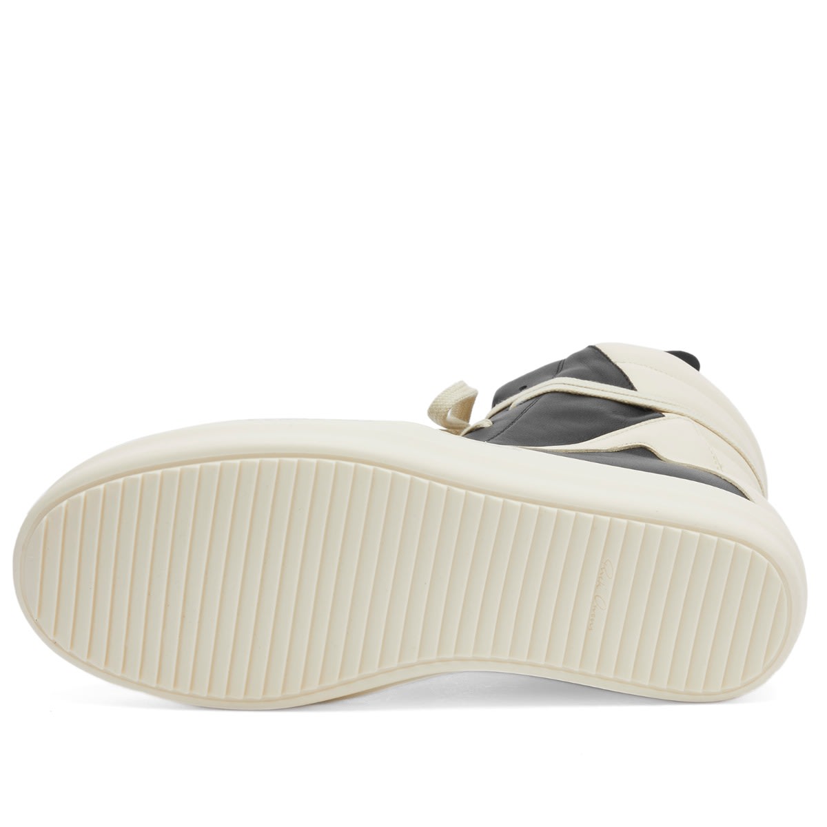 Rick Owens Leather Geobasket Sneakers - Black / Milk, product view 5