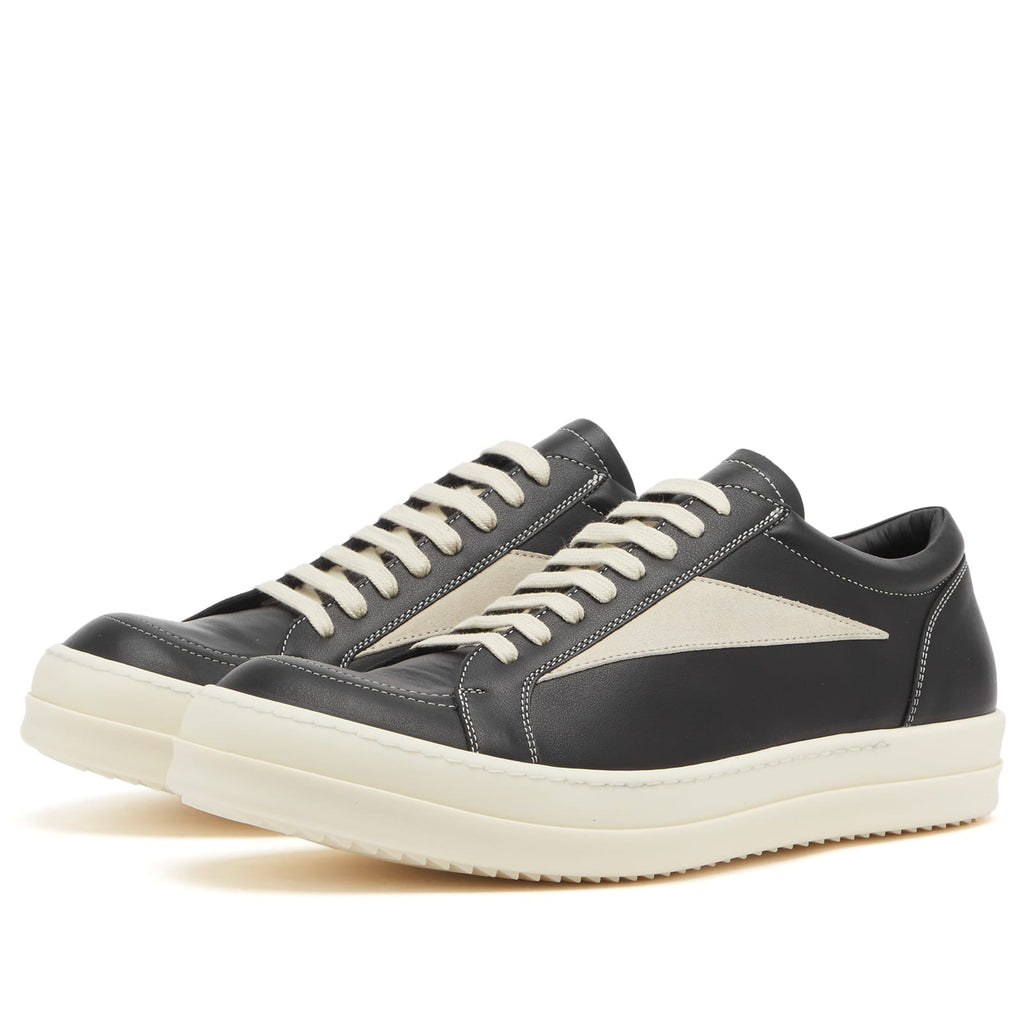 Rick Owens Leather Vintage Sneaks - Black / Milk, product view 2
